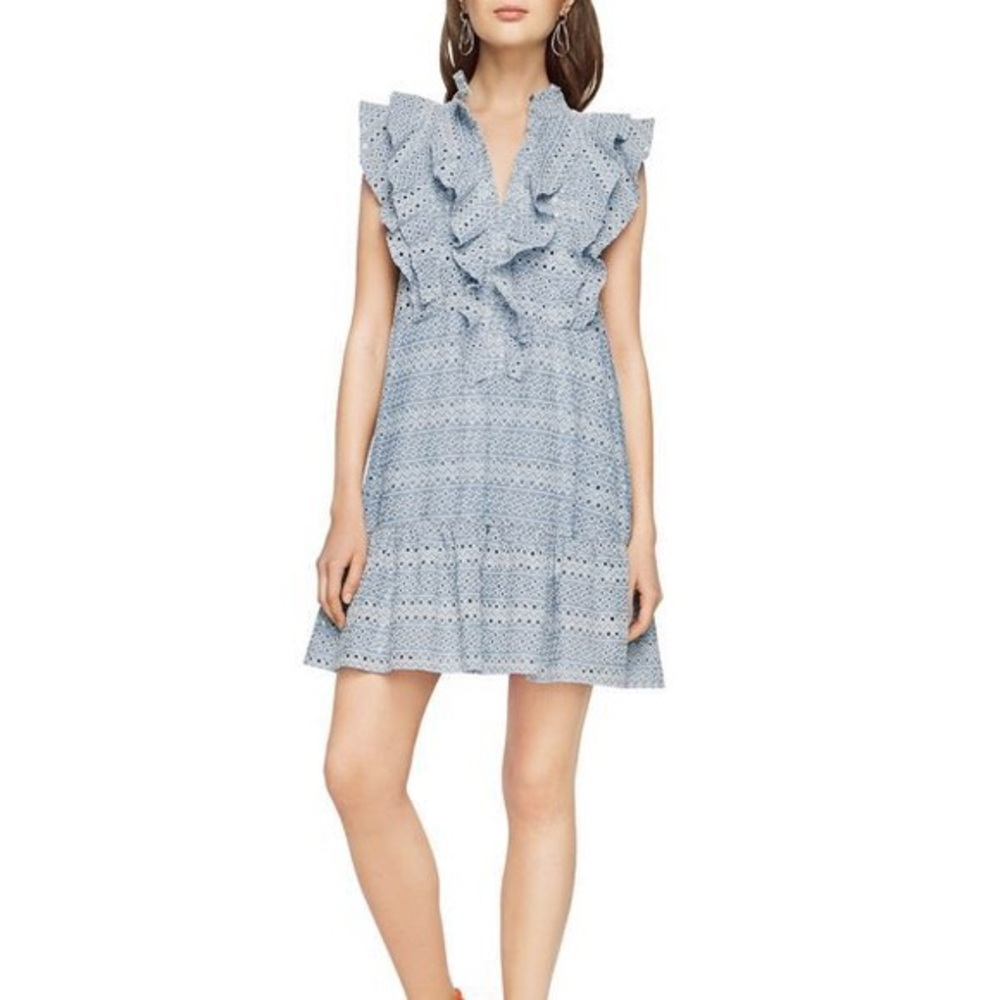BCBGMaxAzria Blue Eyelet Dress L
